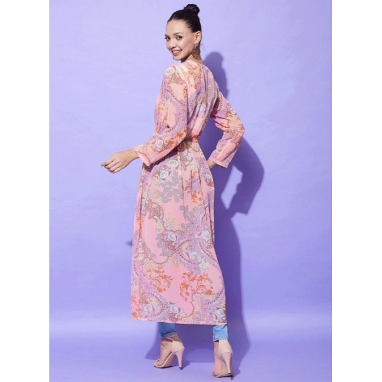 Generic Women's Polyester Floral Long Sleeves Shrug (Peach) Generic Women's Polyester Floral Long Sleeves Shrug (Peach)