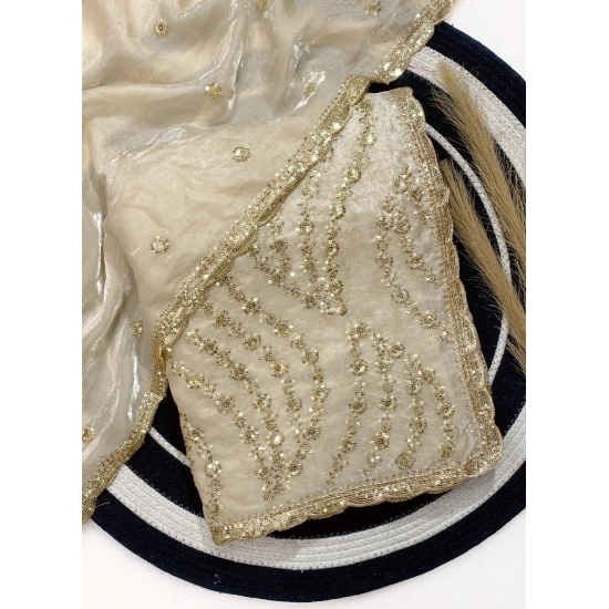 Generic Women's Satin Embellished Saree With Unstitched Blouse 5.5Mtr (Cream) Generic Women's Satin Embellished Saree With Unstitched Blouse 5.5Mtr (Cream)