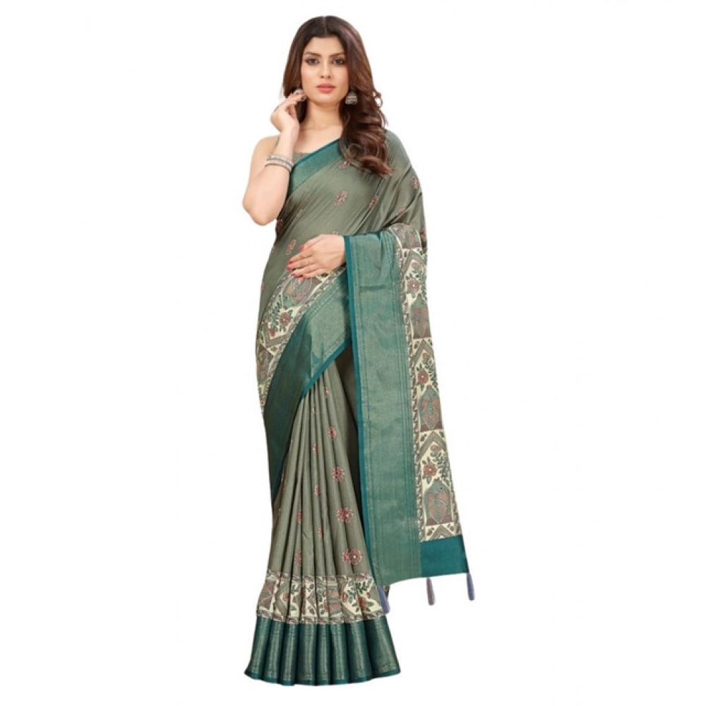 Generic Women's Cotton Silk Printed Saree With Unstitched Blouse 5.5Mtr (Multicolor) Generic Women's Cotton Silk Printed Saree With Unstitched Blouse 5.5Mtr (Multicolor)