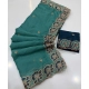 Generic Women's Star Georgette Embroidered Saree With Unstitched Blouse 5.5Mtr (Sea Green)