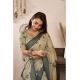 Generic Women's Linen Cotton Printed Ready To Wear Saree With Unstitched Blouse 5.5 Mtr (Light_Beige)