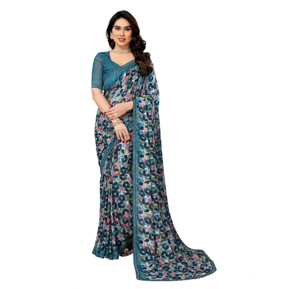 Generic Women's Georgette Printed Saree With Unstitched Blouse 5.5Mtr (Sky Blue) Generic Women's Georgette Printed Saree With Unstitched Blouse 5.5Mtr (Sky Blue)