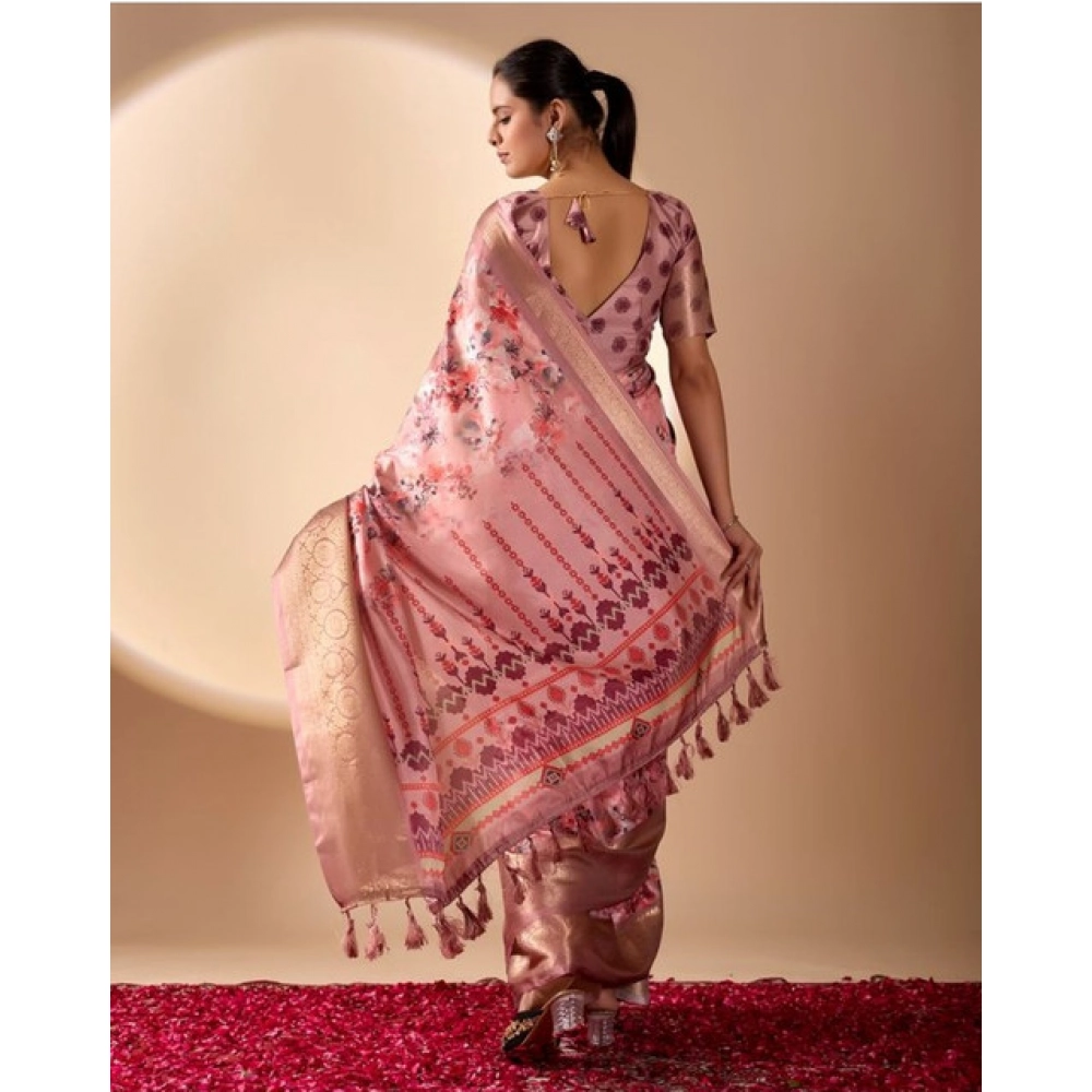 Generic Women's Faux_Silk Woven Saree With Unstitched Blouse 5.5Mtr (Pink)