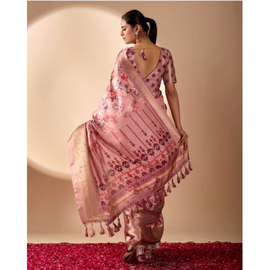 Generic Women's Faux_Silk Woven Saree With Unstitched Blouse 5.5Mtr (Pink)