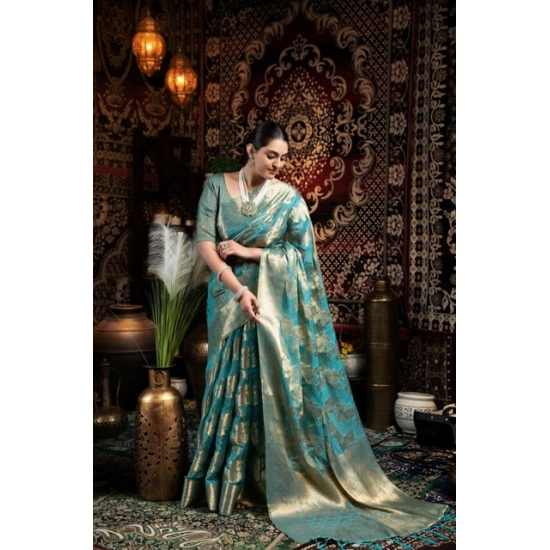 Generic Women's Organza Woven Saree With Unstitched Blouse 5.5Mtr (Light_Blue) Generic Women's Organza Woven Saree With Unstitched Blouse 5.5Mtr (Light_Blue)