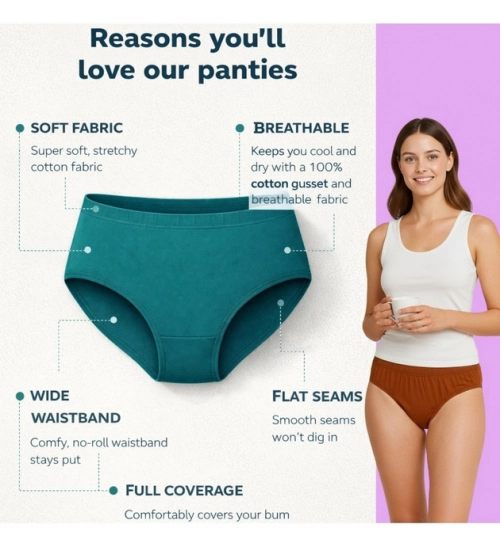 Generic Pack of_6 Women's Cotton Solid Hipster Panty (Multicolor) Generic Pack of_6 Women's Cotton Solid Hipster Panty (Multicolor)