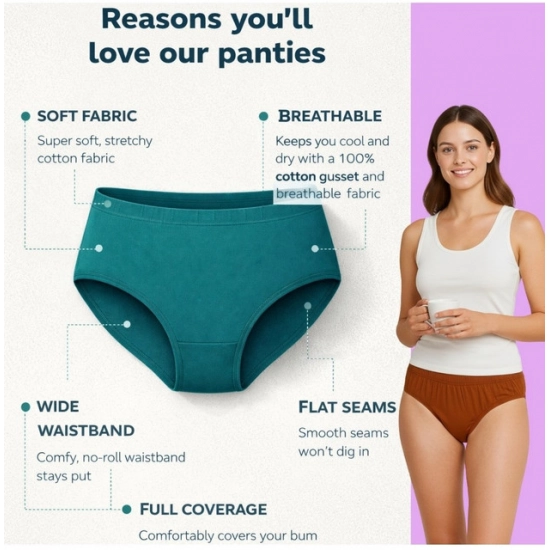 Generic Pack of_6 Women's Cotton Solid Hipster Panty (Multicolor) Generic Pack of_6 Women's Cotton Solid Hipster Panty (Multicolor)