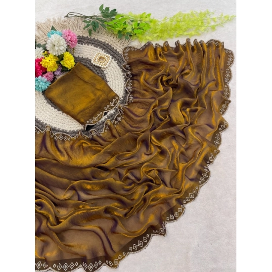 Generic Women's Satin Embellished Saree With Unstitched Blouse 5.5Mtr (Mustard) Generic Women's Satin Embellished Saree With Unstitched Blouse 5.5Mtr (Mustard)