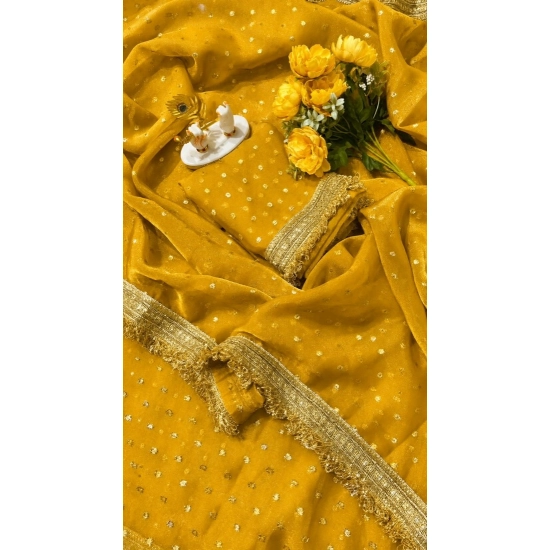 Generic Women's Silk Embellished Saree With Unstitched Blouse 5.5Mtr (Yellow) Generic Women's Silk Embellished Saree With Unstitched Blouse 5.5Mtr (Yellow)