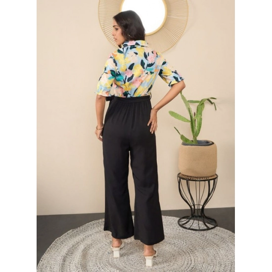 Generic Women's Polyester Floral Half Sleeves Jumpsuit (Multicolor) Generic Women's Polyester Floral Half Sleeves Jumpsuit (Multicolor)