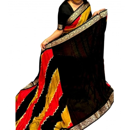 Generic Women's Dola Silk Embellished Saree With Unstitched Blouse 5.5Mtr (Multicolor)
