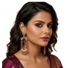 Generic Women's Zinc Alloy Gold Plated Chandbali Earrings (Multicolor)