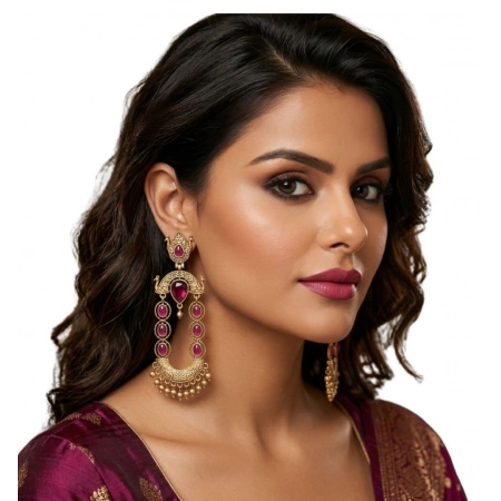 Generic Women's Zinc Alloy Gold Plated Chandbali Earrings (Multicolor) Generic Women's Zinc Alloy Gold Plated Chandbali Earrings (Multicolor)
