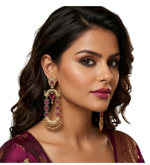 Generic Women's Zinc Alloy Gold Plated Chandbali Earrings (Multicolor) Generic Women's Zinc Alloy Gold Plated Chandbali Earrings (Multicolor)
