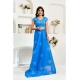 Generic Women's Linen Cotton Printed Ready To Wear Saree With Unstitched Blouse 5.5 Mtr (Royal_Blue)