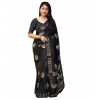 Generic Women's Cotton Silk Printed Saree With Unstitched Blouse 5.5Mtr (Black)
