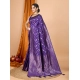 Generic Women's Soft Silk Jacquard Saree With Unstitched Blouse 5.5Mtr (Purple)