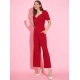 Generic Women's Polyester Lycra Solid Puff Sleeve Jumpsuit (Red) Generic Women's Polyester Lycra Solid Puff Sleeve Jumpsuit (Red)