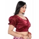 Generic Women's Jimmy Solid Designer Neck Elastic Sleeve Readymade Blouse (Maroon 38 , Alterable up to 42)-PID65831 Generic Women's Jimmy Solid Designer Neck Elastic Sleeve Readymade Blouse (Maroon 38 , Alterable up to 42)-PID65831