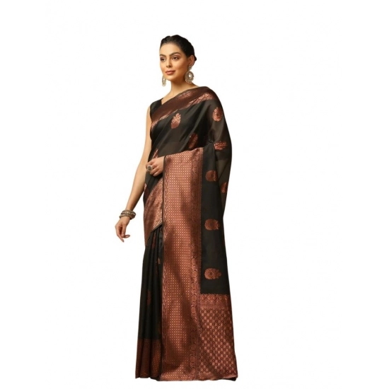 Generic Women's Soft Lichi Silk Printed Saree With Unstitched Blouse 5.5Mtr (Black) Generic Women's Soft Lichi Silk Printed Saree With Unstitched Blouse 5.5Mtr (Black)