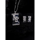Generic Women's Brass Silver Plated Pendant Set (Blue)