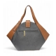 Generic Women's Polyurethane Floral Printed Hexagonal Satchel Handbag with Adjustable Strap (Charcoal Grey)