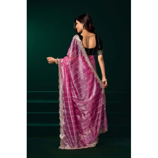 Generic Women's Net Sequence Saree With Unstitched Blouse 5.5Mtr (Pink) Generic Women's Net Sequence Saree With Unstitched Blouse 5.5Mtr (Pink)