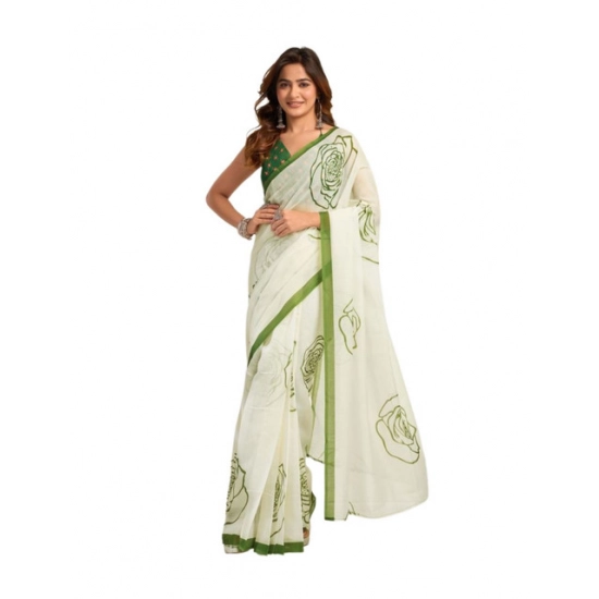 Generic Women's Faux_Linen Printed Ready-to-Wear Saree With Unstitched Blouse 5.5 Mtr (White) Generic Women's Faux_Linen Printed Ready-to-Wear Saree With Unstitched Blouse 5.5 Mtr (White)