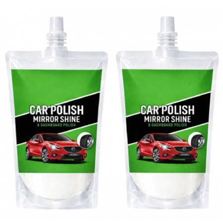 Generic Pack of 2 Car and Bike Polish Mirror Shine Liquid Pouches 200 ML