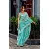 Generic Women's Faux Shimmer Geometric Ready to wear Saree With Unstitched Blouse 5.5Mtr (Light_AquaBlue) Generic Women's Faux Shimmer Geometric Ready to wear Saree With Unstitched Blouse 5.5Mtr (Light_AquaBlue)