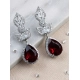 Generic Women's Brass Silver Plated Drop Earrings (Red) Generic Women's Brass Silver Plated Drop Earrings (Red)