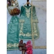 Generic Women's Silk Embroidered 3/4th Sleeve Round Readymade Kurti With Palazzo Pant and Dupatta Set (Sea Green)