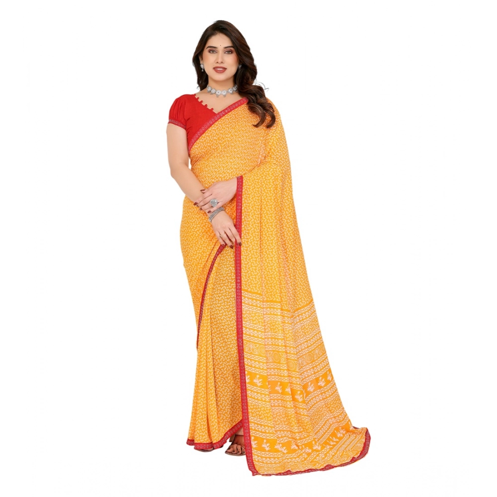 Generic Women's Georgette Printed Saree With Unstitched Blouse 5.5Mtr (Yellow) Generic Women's Georgette Printed Saree With Unstitched Blouse 5.5Mtr (Yellow)