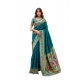 Generic Women's Silk Blend Woven Saree With Unstitched Blouse 5.5 Mtr (Teal)