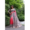 Generic Women's Faux_Tussar Ethnic_Print Saree With Unstitched Blouse 5.5Mtr (Red)