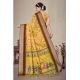 Generic Women's Cotton Silk  Printed Saree With Unstitched Blouse 5.5Mtr (Yellow)