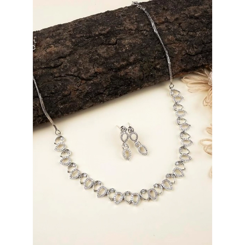 Generic Women's Brass Silver Plated Necklace set (Silver) Generic Women's Brass Silver Plated Necklace set (Silver)