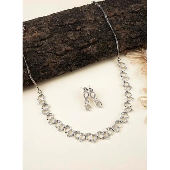 Generic Women's Brass Silver Plated Necklace set (Silver) Generic Women's Brass Silver Plated Necklace set (Silver)