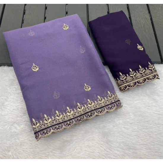 Generic Women's Georgette Embellished Saree With Unstitched Blouse 5.5Mtr (Purple) Generic Women's Georgette Embellished Saree With Unstitched Blouse 5.5Mtr (Purple)