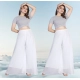 Generic Women's Pack of 2 Georgette Solid High Rise Wide Leg Flared Palazzos with Elastic Waist (White) Generic Women's Pack of 2 Georgette Solid High Rise Wide Leg Flared Palazzos with Elastic Waist (White)