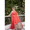 Generic Women's Faux_Tussar_Silk Geometric_Print Saree With Unstitched Blouse 5.5Mtr (Red)