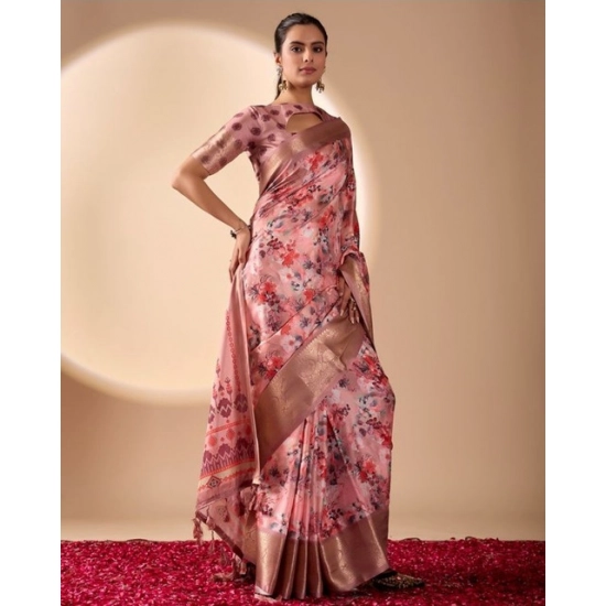 Generic Women's Faux_Silk Woven Saree With Unstitched Blouse 5.5Mtr (Pink)