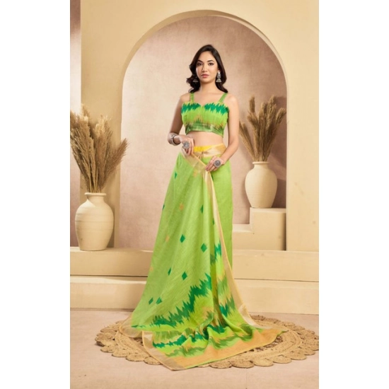 Generic Women's Faux Linen Floral Print Ready to wear Saree With Unstitched Blouse 5.5Mtr (Green) Generic Women's Faux Linen Floral Print Ready to wear Saree With Unstitched Blouse 5.5Mtr (Green)