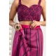 Generic Women's Faux_Linen Printed Ready-to-Wear Saree With Unstitched Blouse 5.5 Mtr (Magenta)