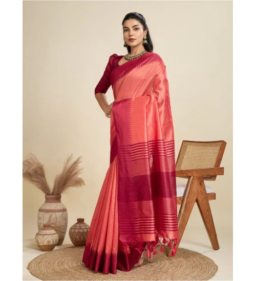 Generic Women's Raw_Silk Woven Saree With Unstitched Blouse 5.5Mtr (Peach) Generic Women's Raw_Silk Woven Saree With Unstitched Blouse 5.5Mtr (Peach)