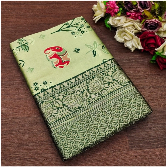 Generic Women's Soft Litchi Silk Jacquard Work Saree With Unstitched Blouse 5.5Mtr (Light Green) Generic Women's Soft Litchi Silk Jacquard Work Saree With Unstitched Blouse 5.5Mtr (Light Green)