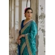 Generic Women's Silk_Blend Ethnic Ikat Pattern Saree With Unstitched Blouse 5.5Mtr (Teal)