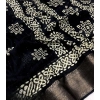 Generic Women's Cotton Silk Printed Saree With Unstitched Blouse 5.5Mtr (Black)