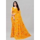 Generic Women's Georgette Floral Printed Saree With Unstitched Blouse 5.5Mtr (Yellow)