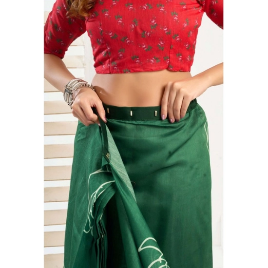 Generic Women's Faux_Linen Printed Ready-to-Wear Saree With Unstitched Blouse 5.5 Mtr (Dark_Green) Generic Women's Faux_Linen Printed Ready-to-Wear Saree With Unstitched Blouse 5.5 Mtr (Dark_Green)